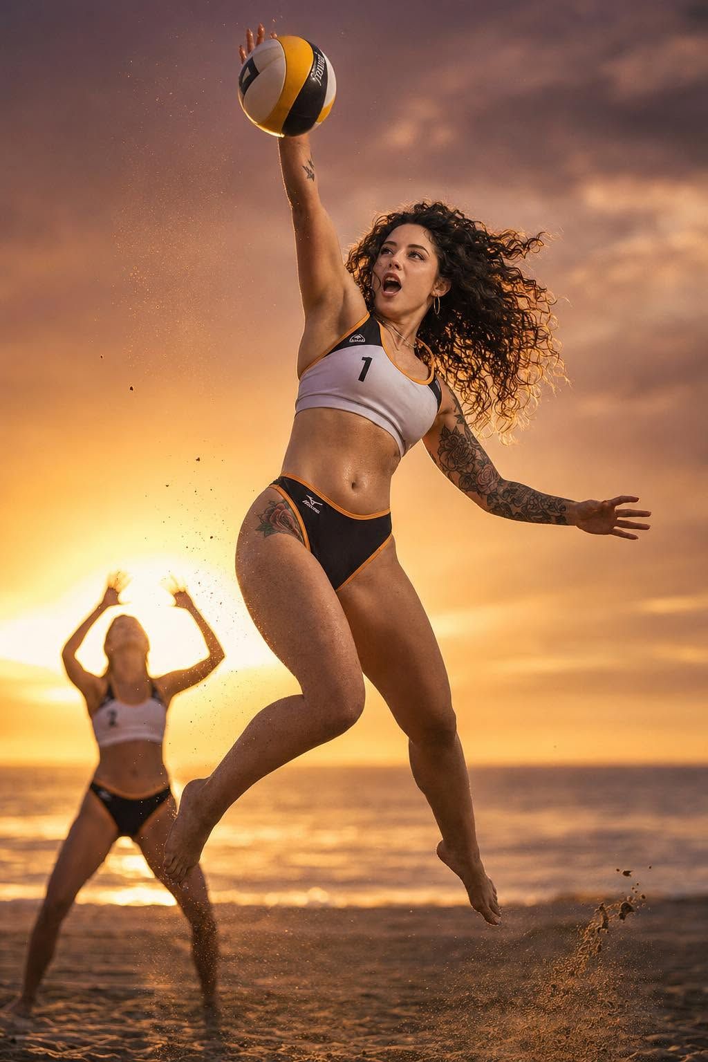Ultra-Realistic Beach Volleyball Action Shot