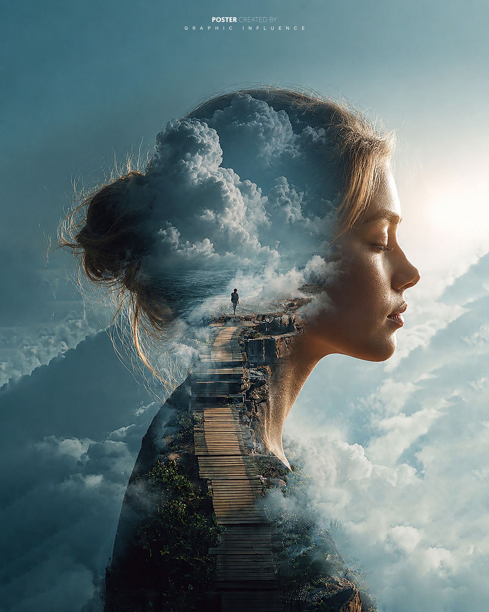 Surreal Cinematic Double-Exposure Portrait