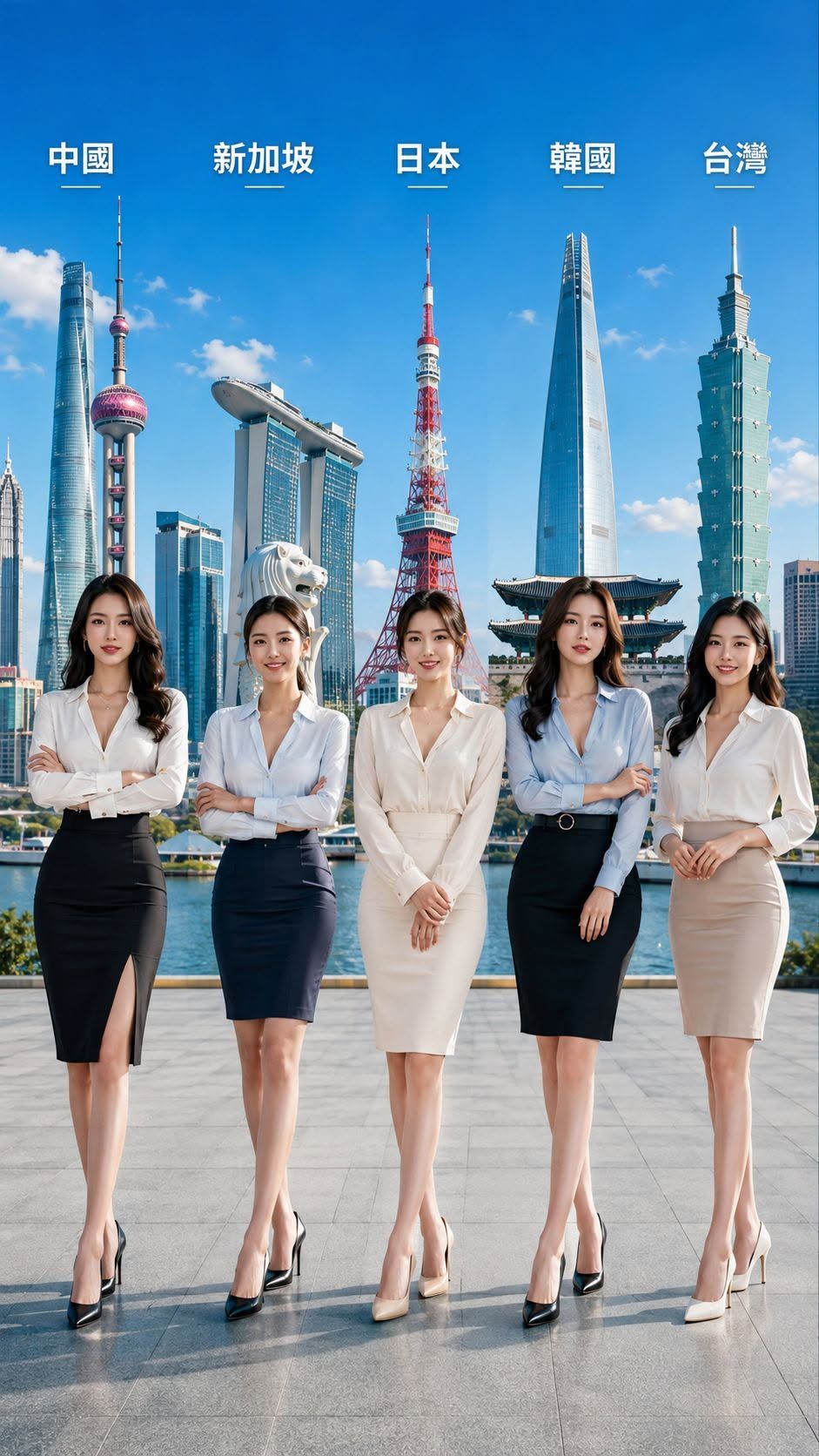 East Asian Women in Business Fashion Poster