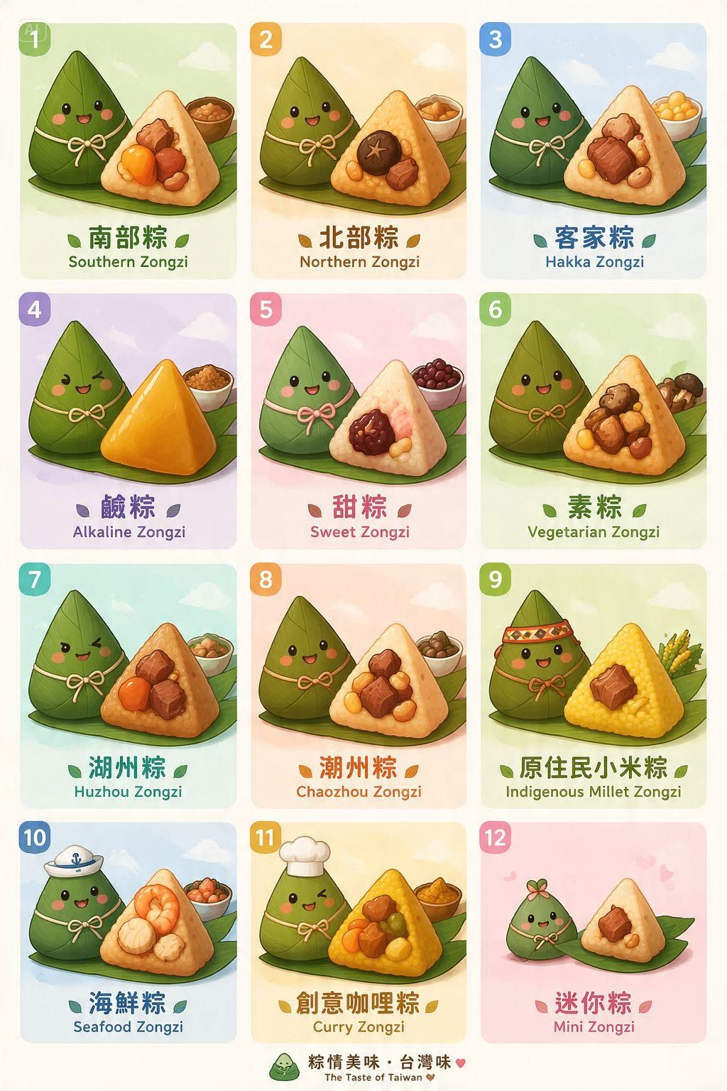 Cute Taiwanese Zongzi Sticker Set Design