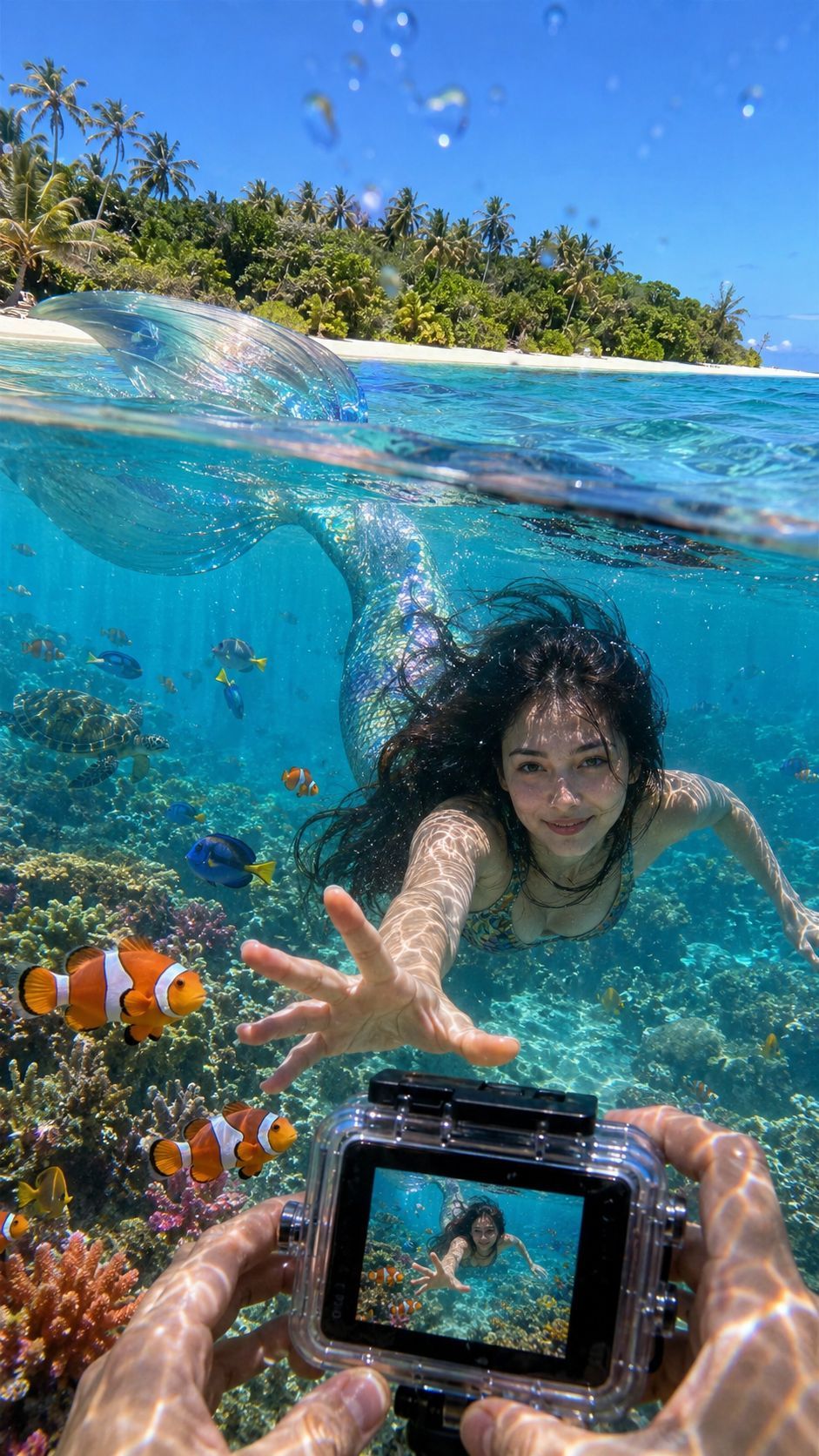 Ultra Realistic Underwater Mermaid Photo
