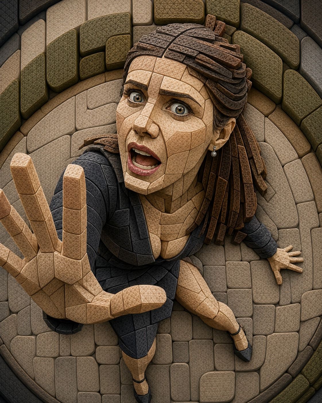 3D Geometric Tile-Lattice Relief Artwork