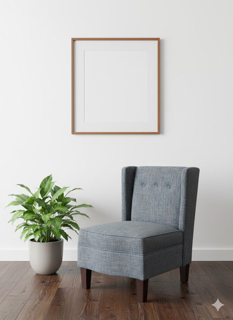 Minimalist Interior Scene with Furniture and Plant