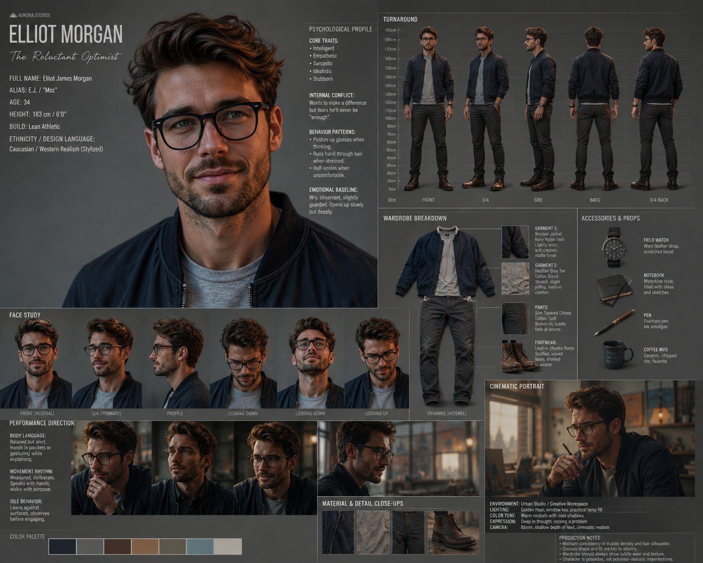 Cinematic Character Design Sheet Template