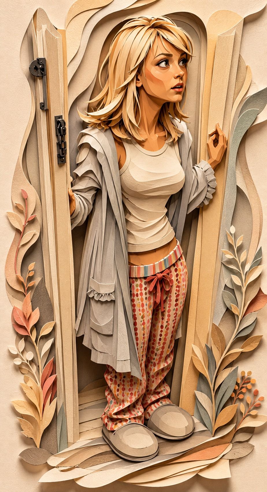 3D Layered Paper-Cut Dreamscape Illustration