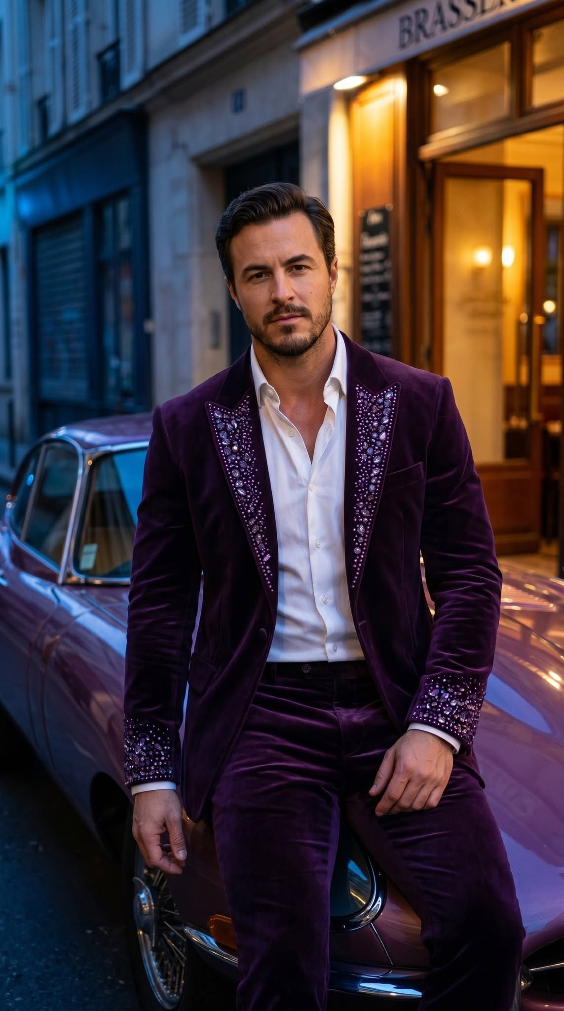 Handsome Man in Velvet Suit by Vintage Jaguar