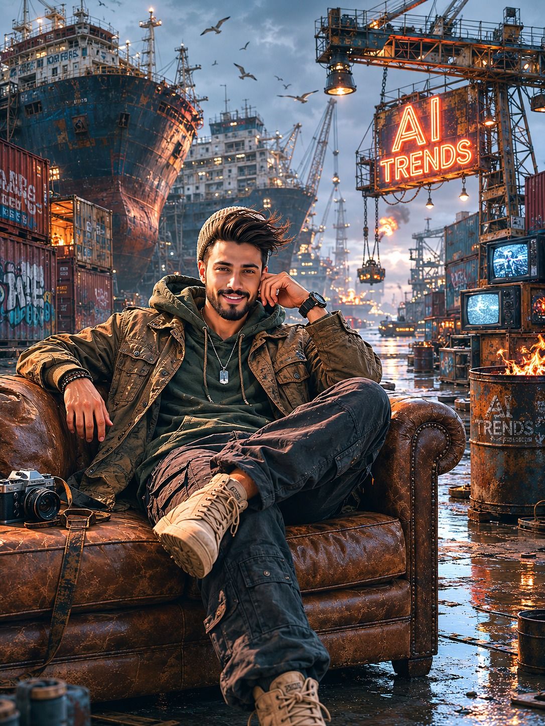 Cinematic Portrait at Abandoned Shipyard